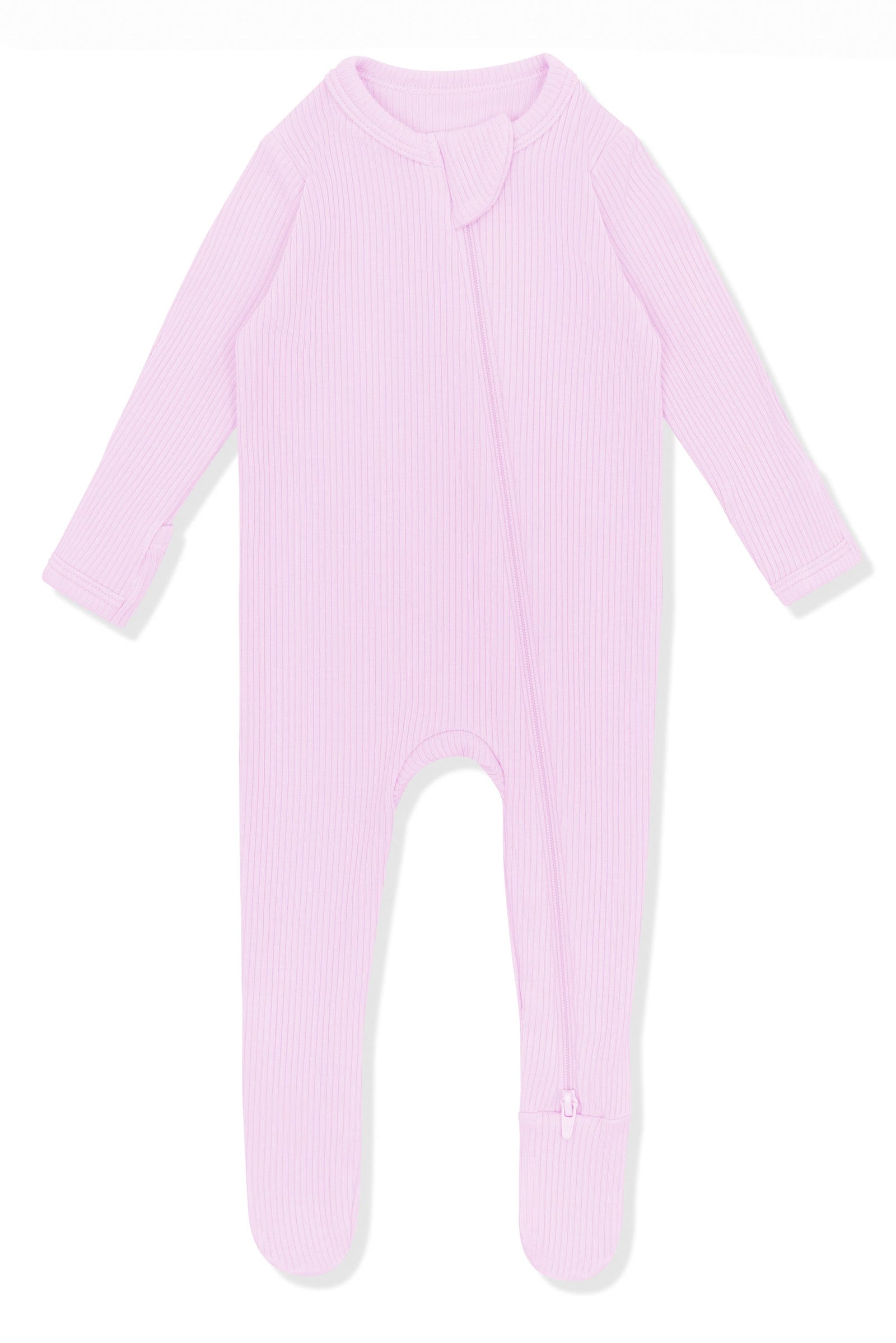 Ribbed Zipper Footie in Thistle - Image 2
