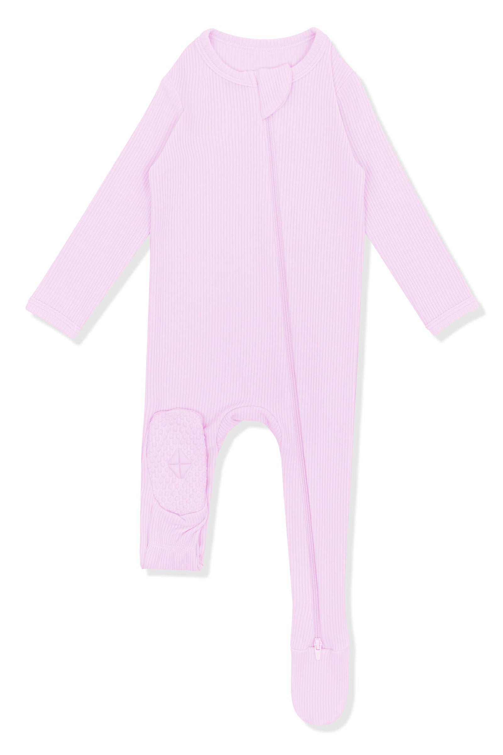 Ribbed Zipper Footie in Thistle - Image 6