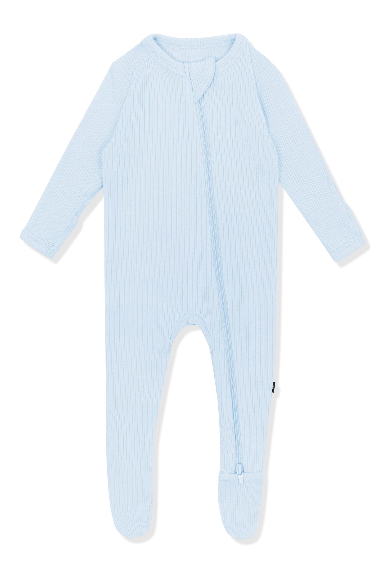 Ribbed Zipper Footie in Breeze - Image 2