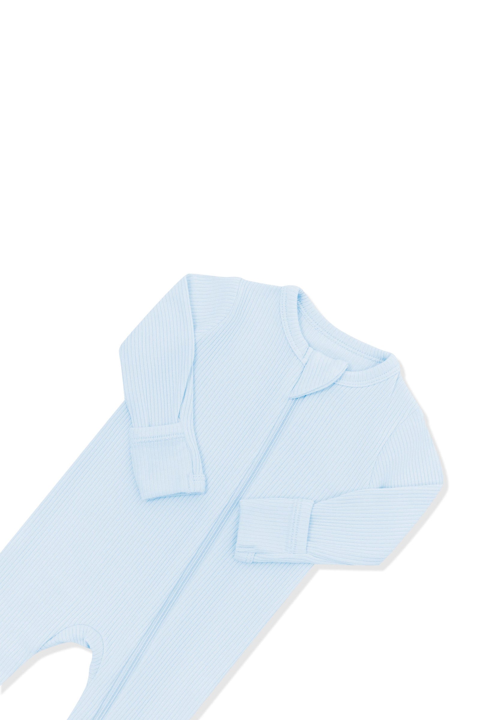 Ribbed Zipper Footie in Breeze - Image 5