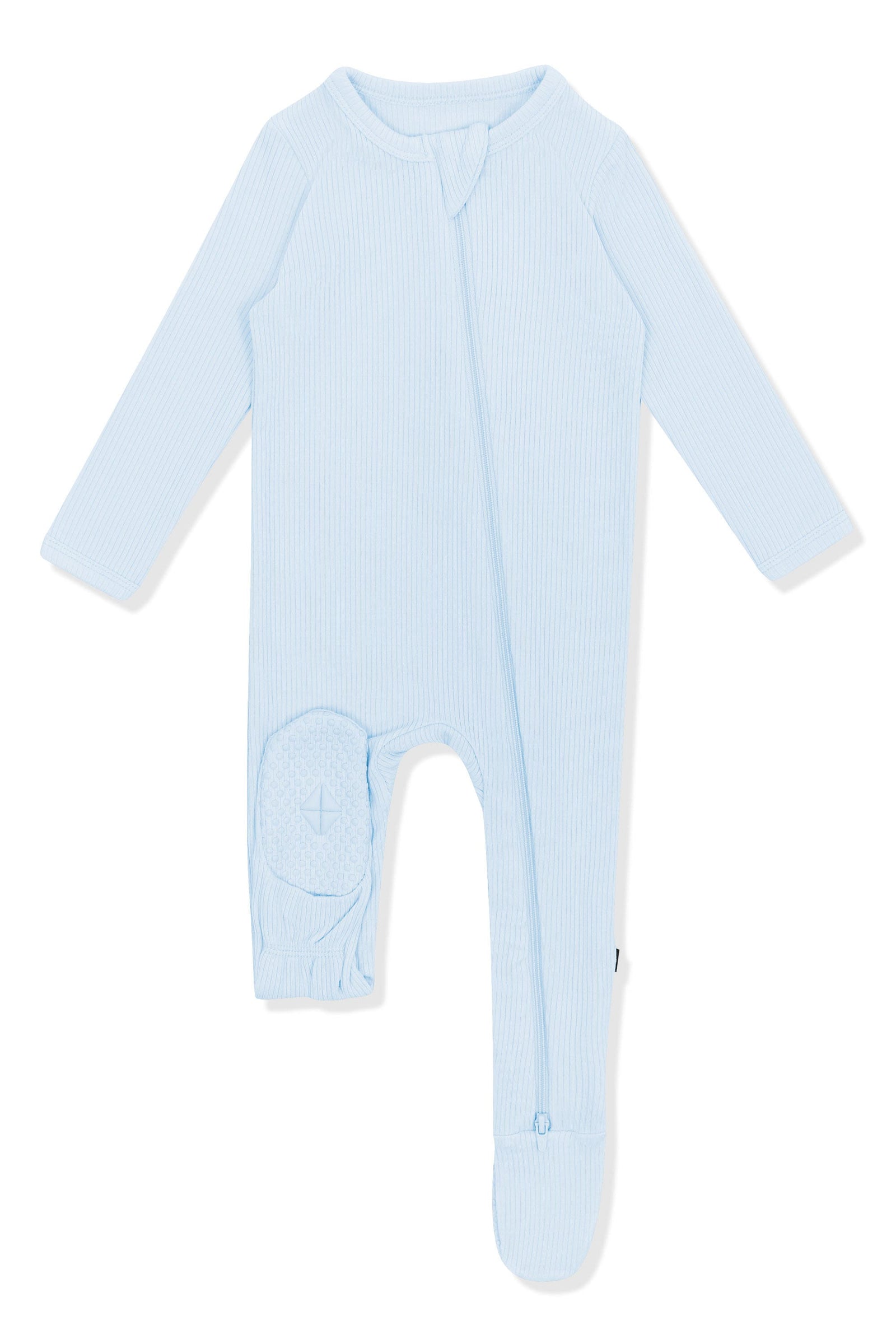 Ribbed Zipper Footie in Breeze - Image 6