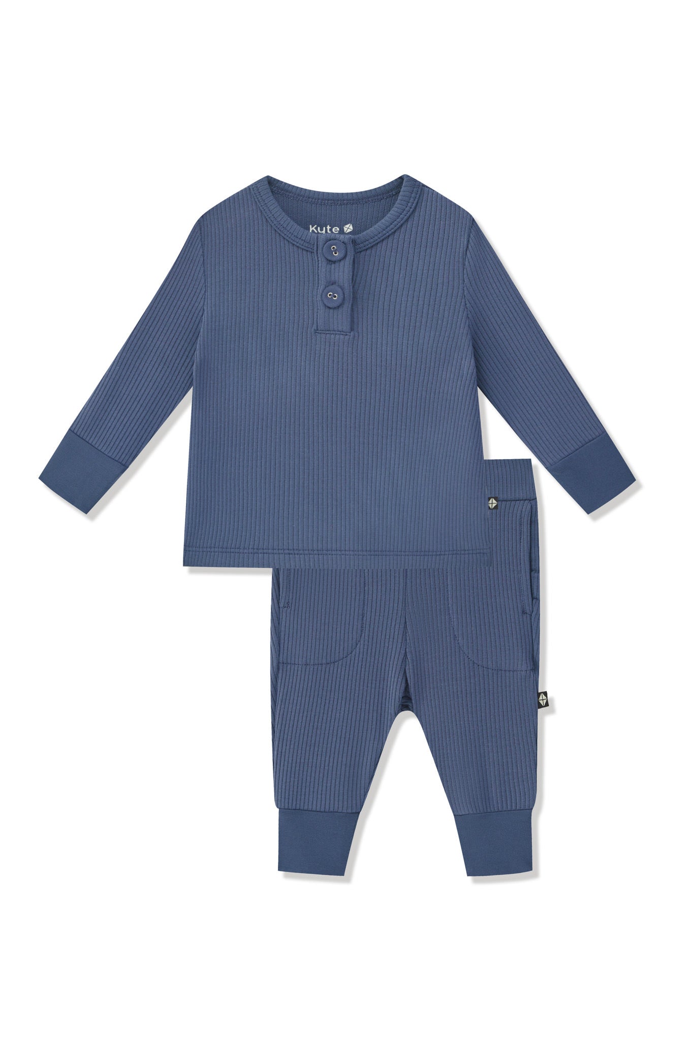 Ribbed Infant Henley Set in Oxford - Image 2