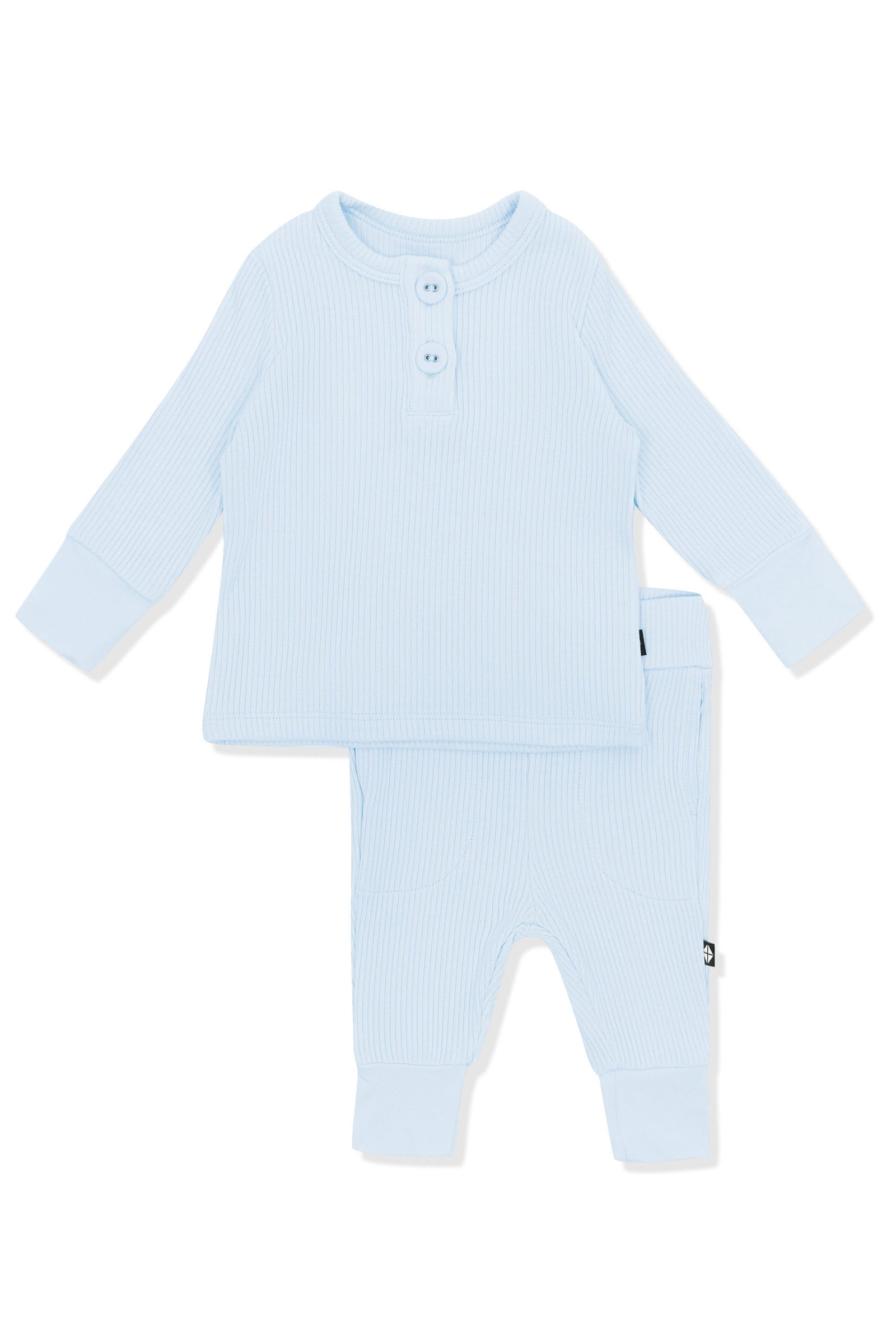 Ribbed Infant Henley Set in Breeze - Image 2