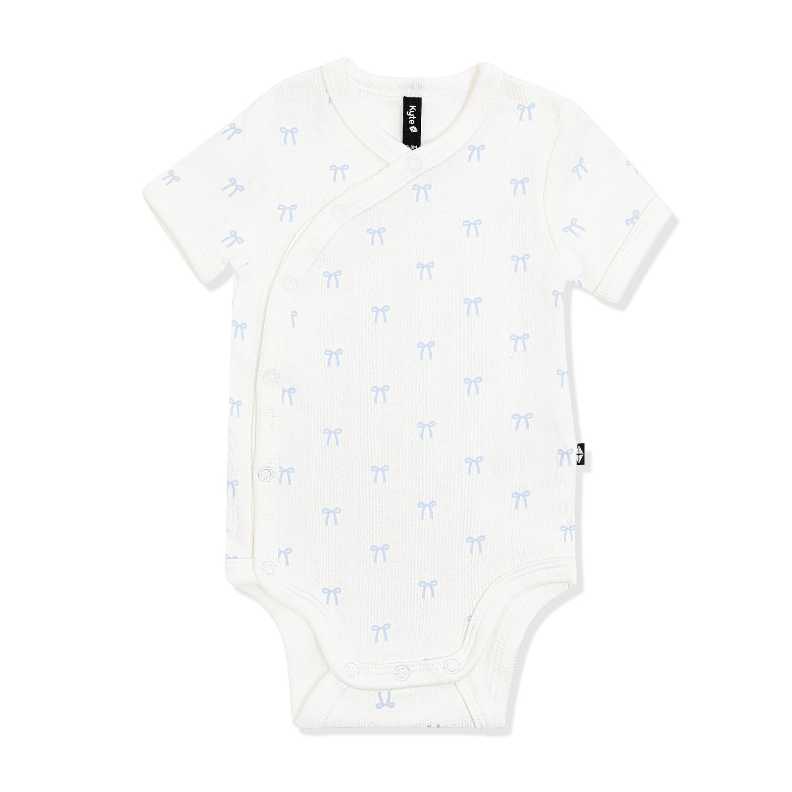 Pointelle Kimono Bodysuit in Sweet Blue Bow - Image 2