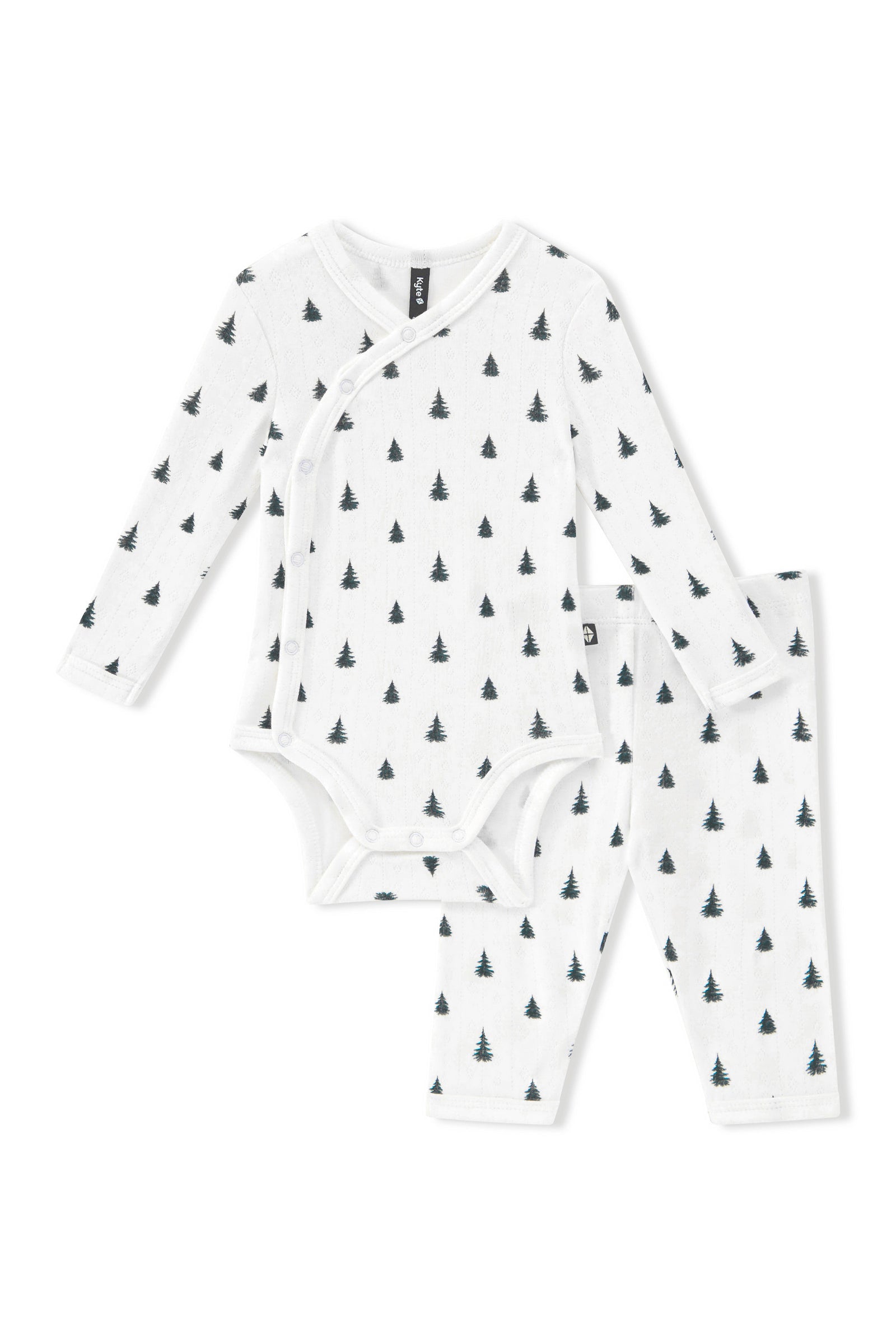Pointelle Kimono Set in Christmas Trees - Image 2