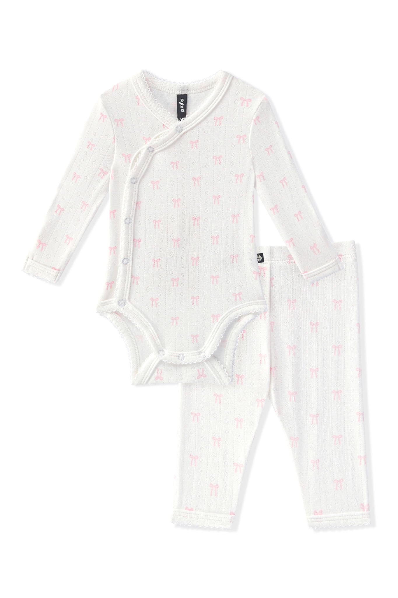 Pointelle Kimono Set in Sweet Pink Bow - Image 2