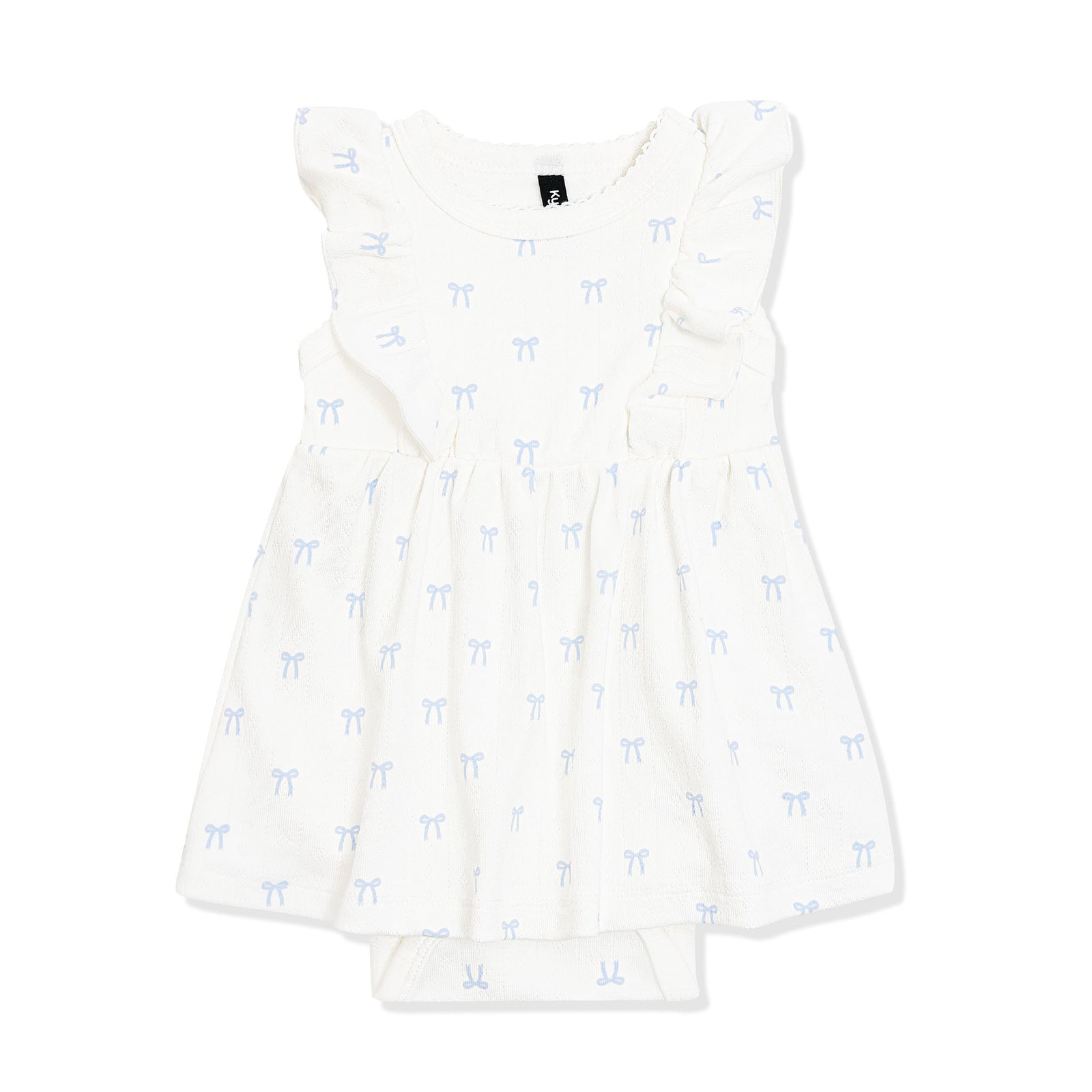 Pointelle Bodysuit Dress in Sweet Blue Bow - Image 2