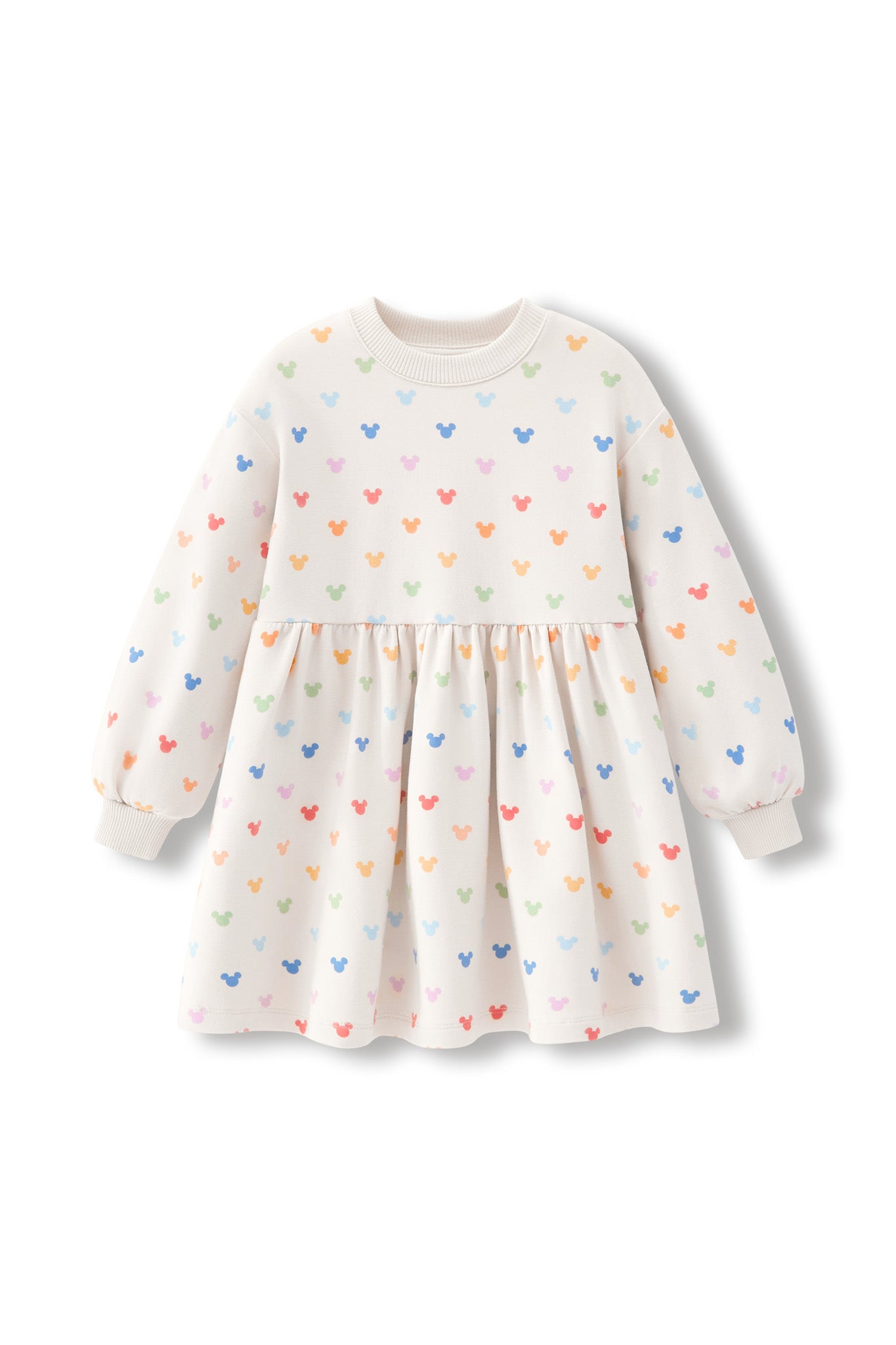 Long Sleeve Skater Dress in Pastel Mickey Mouse - Image 2