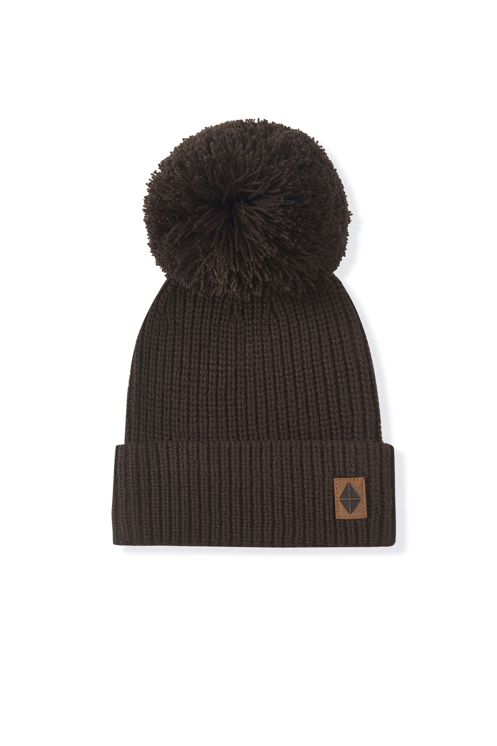 Chunky Knit Pom Beanie in Espresso - Image 2
