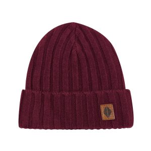 Chunky Knit Ribbed Beanie in Burgundy