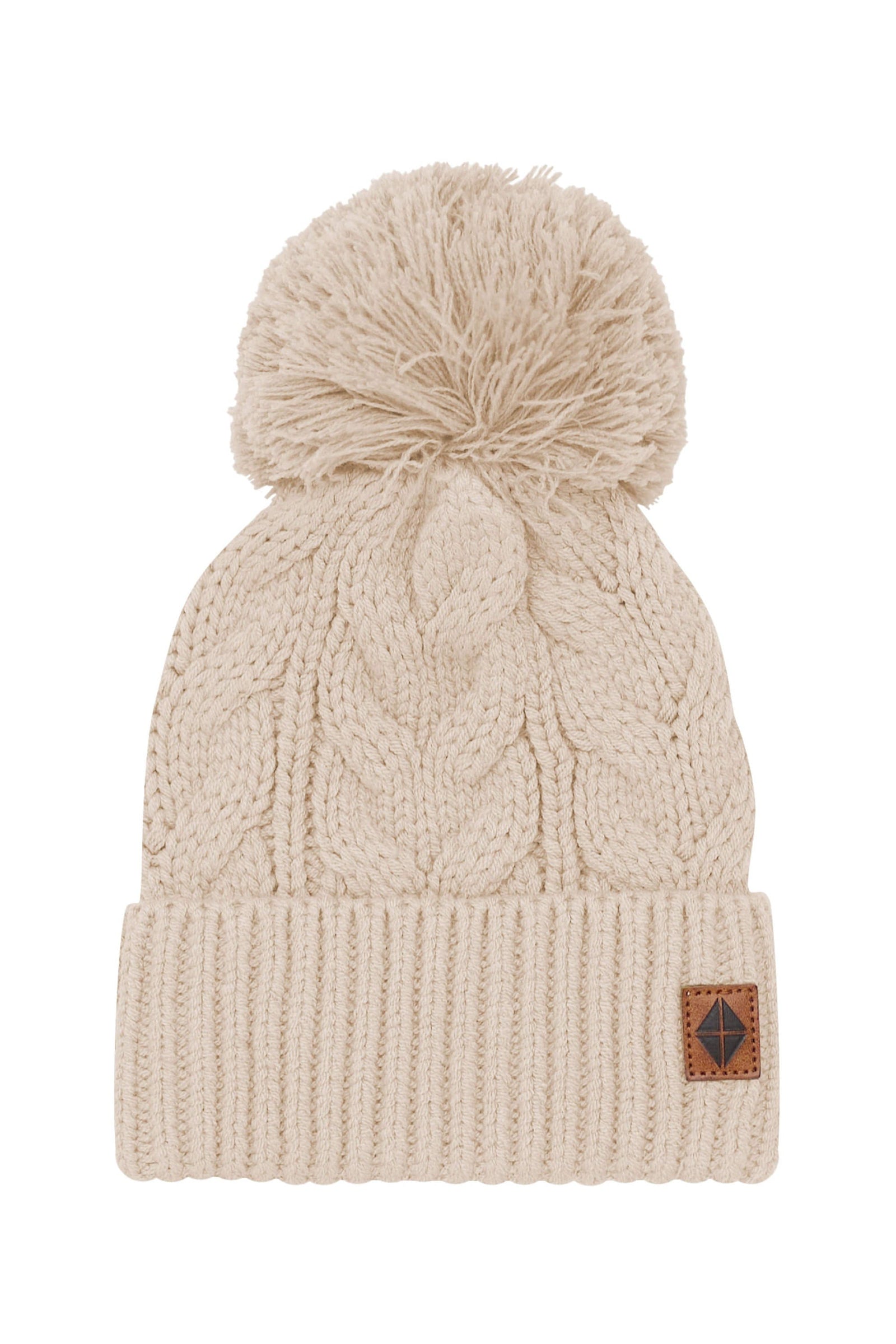 Chunky Cable Knit Beanie in Almond - Image 2