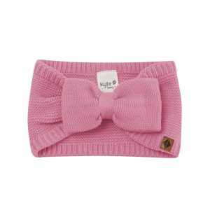 Chunky Knit Adult Bow Headband in Apple Blossom