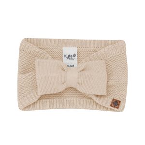 Chunky Knit Adult Bow Headband in Almond