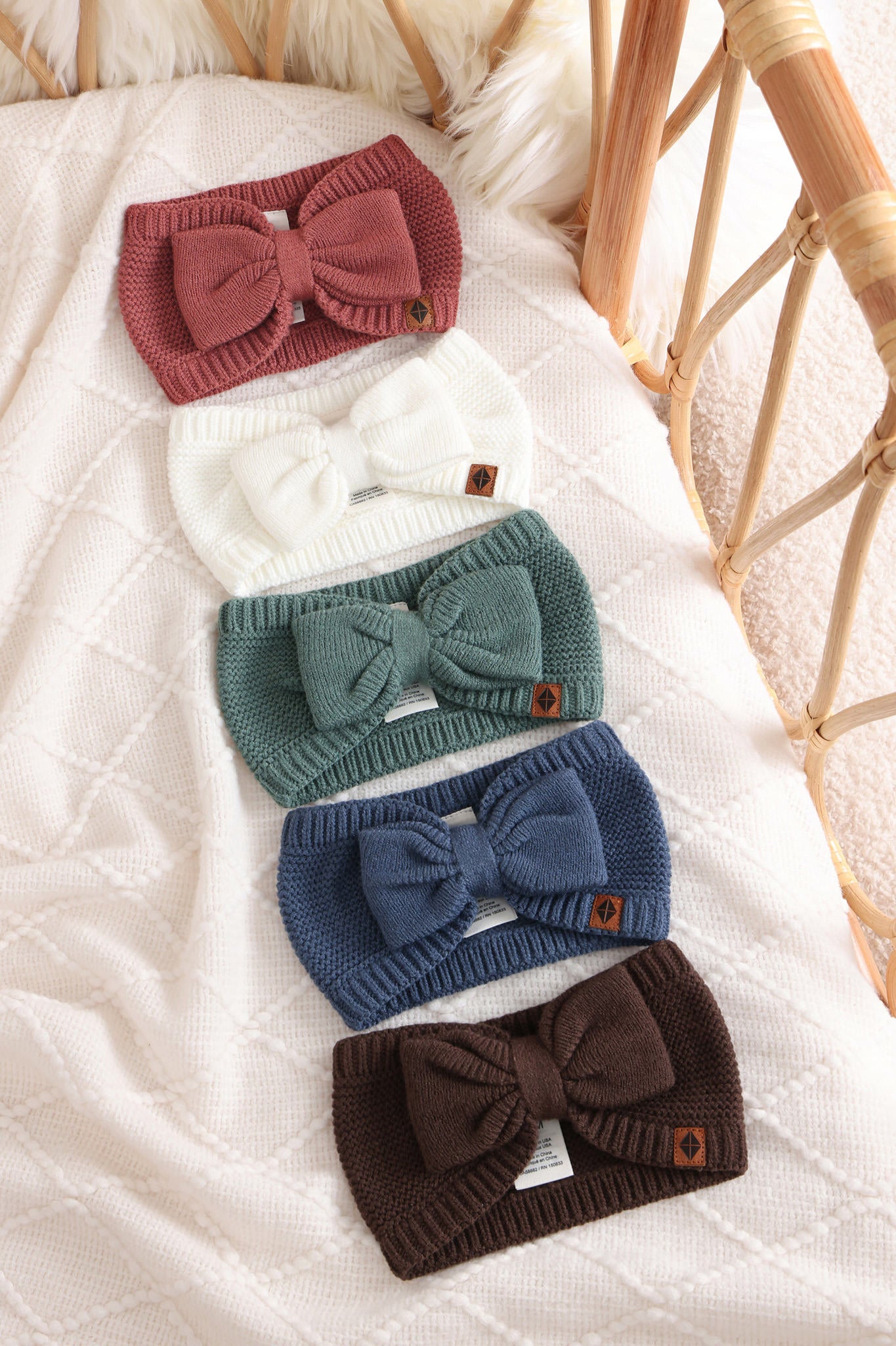 Chunky Knit Bow Headband in Cloud - Image 6
