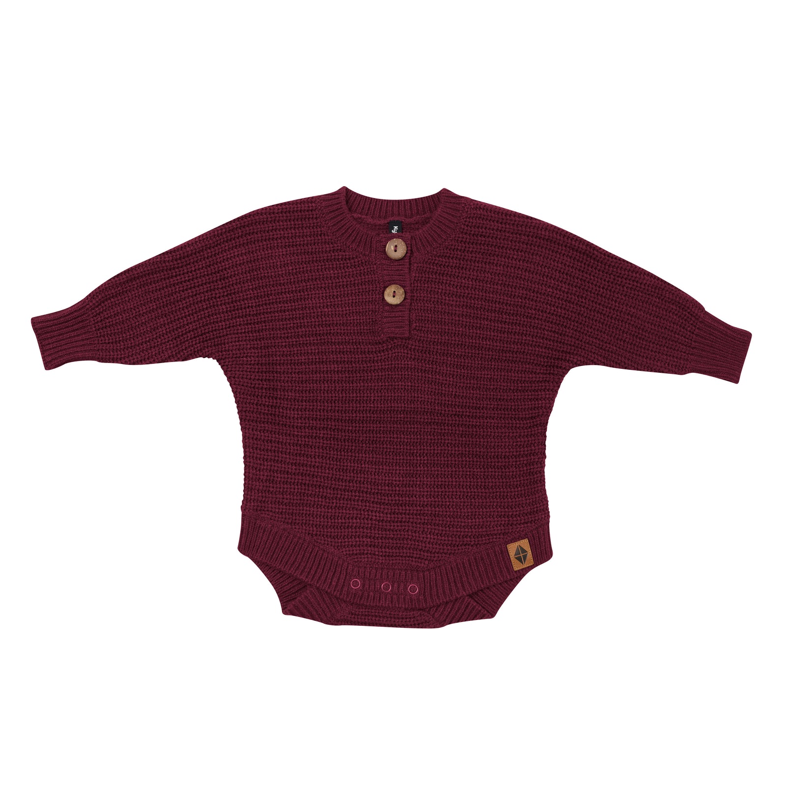 Chunky Knit Romper in Burgundy - Image 2