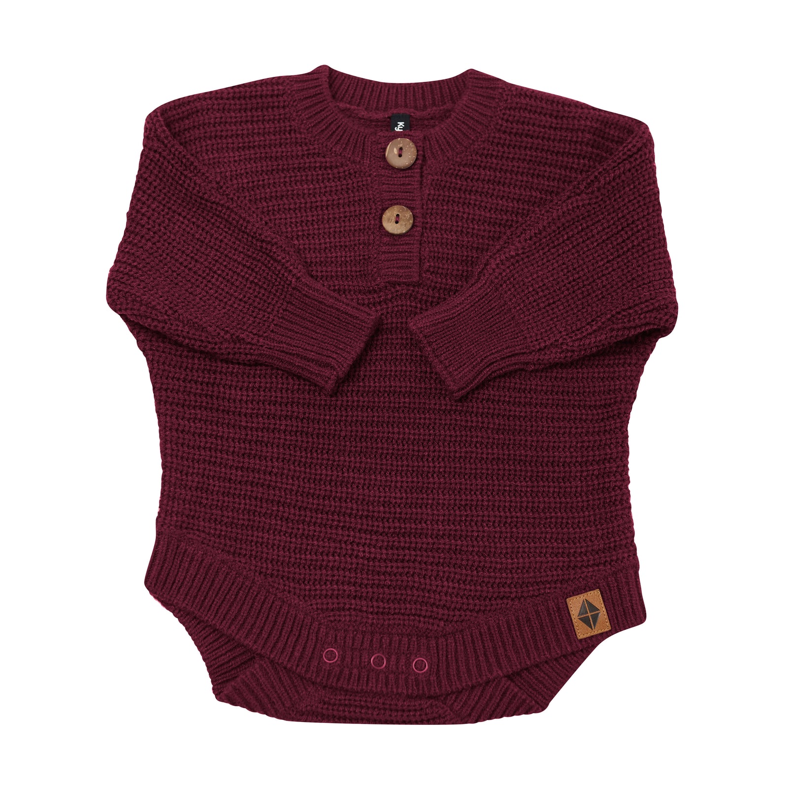Chunky Knit Romper in Burgundy - Image 3