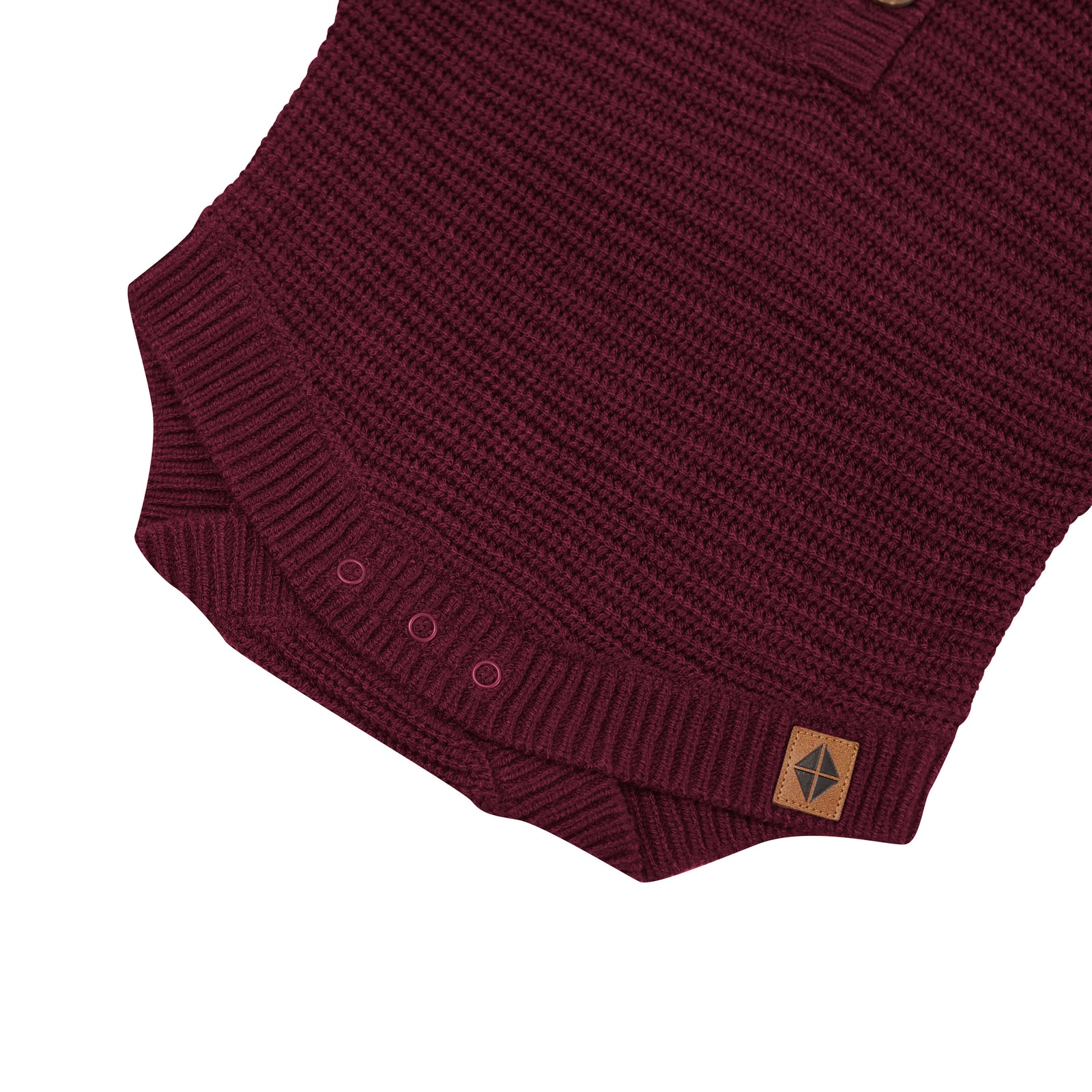 Chunky Knit Romper in Burgundy - Image 4