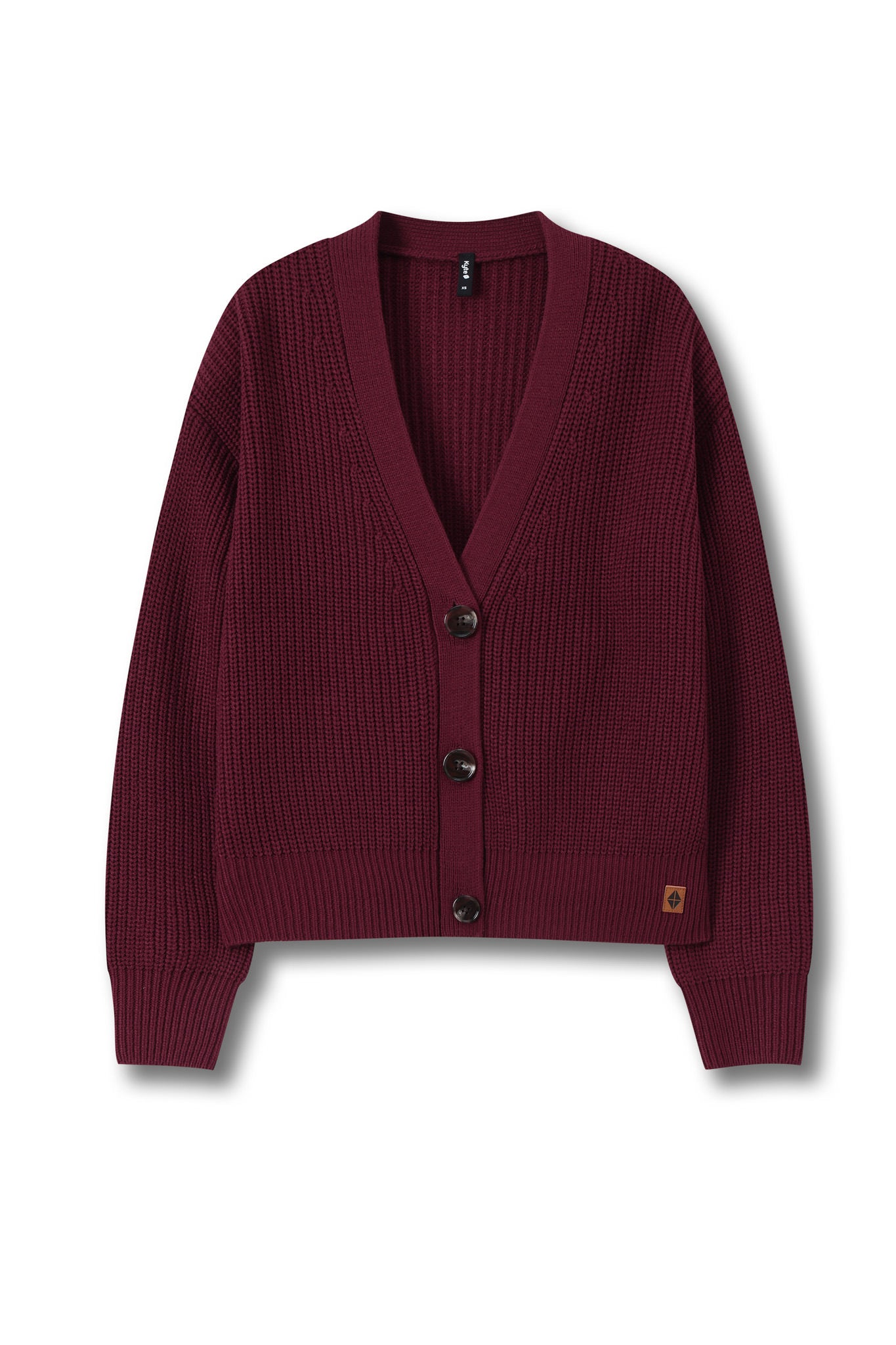 Chunky Knit Women's Cropped Cardigan in Burgundy - Image 7