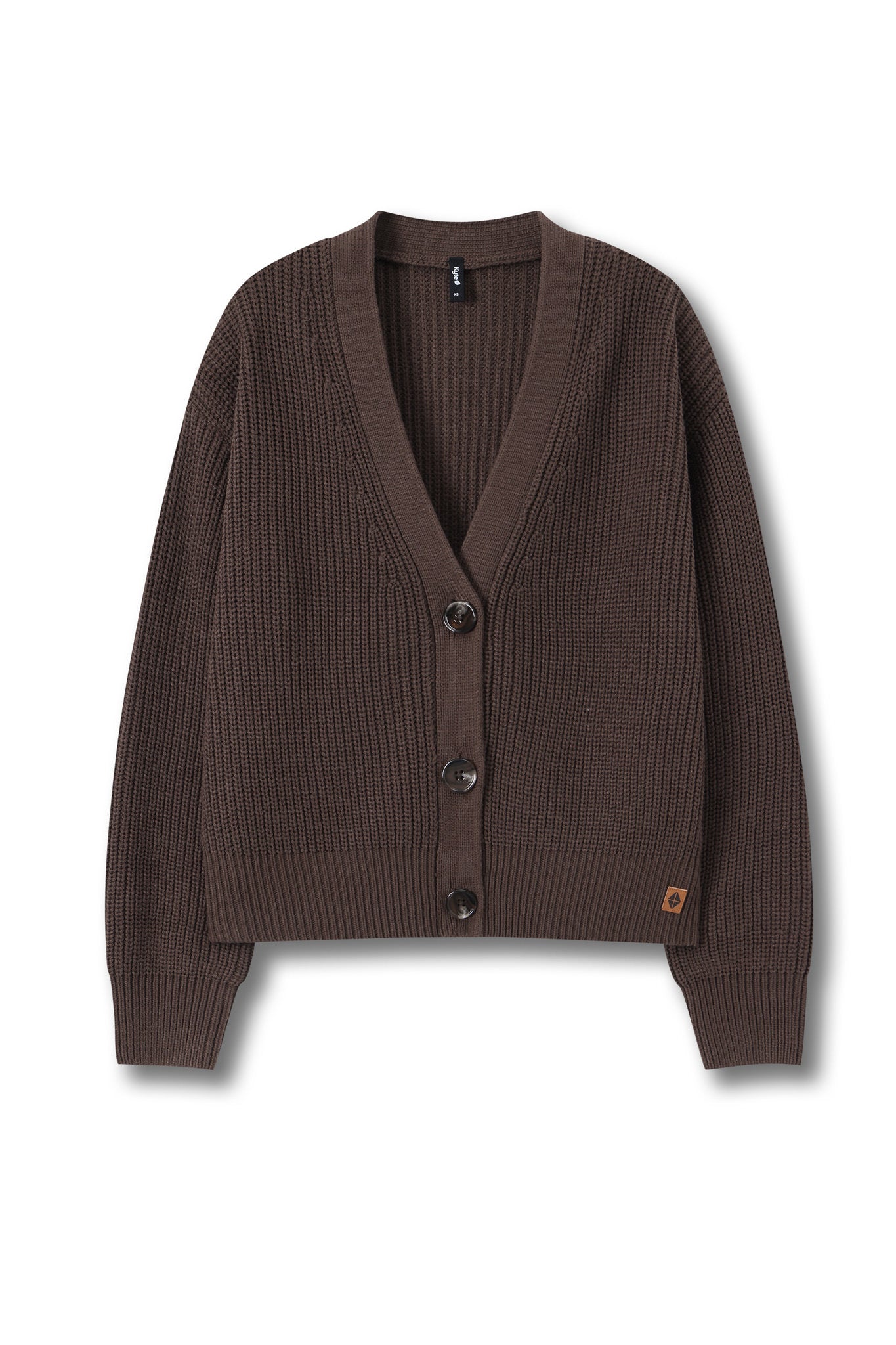 Chunky Knit Women's Cropped Cardigan in Espresso - Image 8