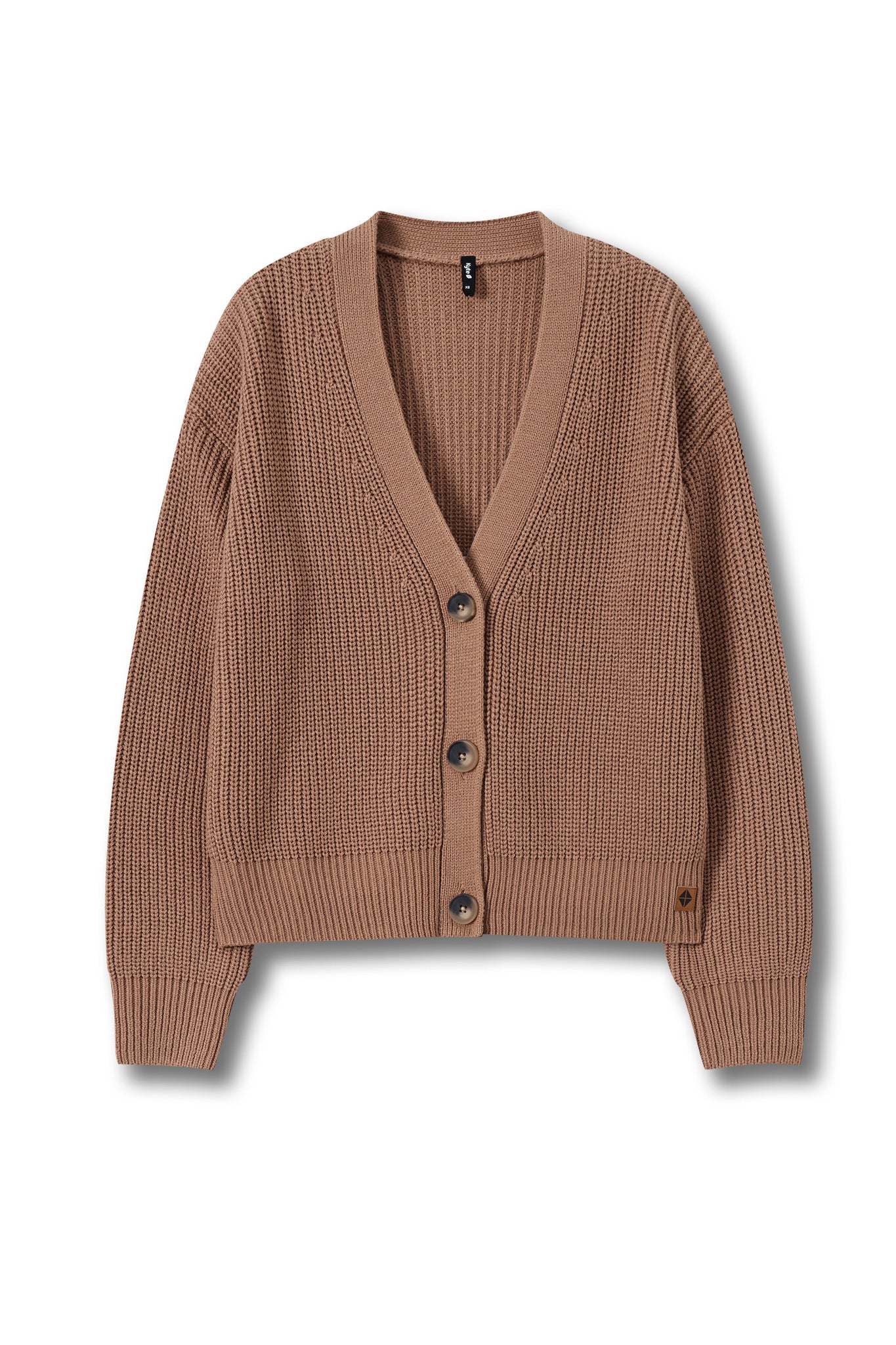 Chunky Knit Women's Cropped Cardigan in Latte - Image 7