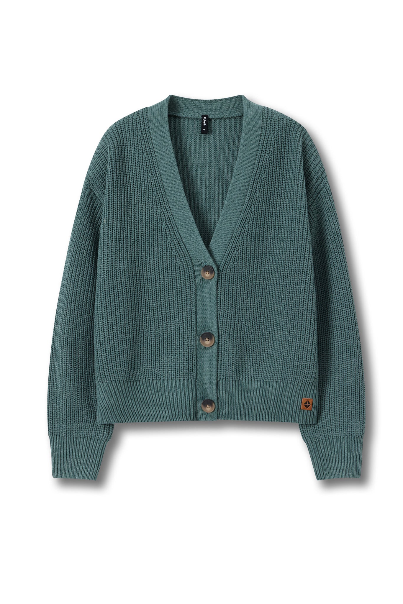 Chunky Knit Women's Cropped Cardigan in Pine - Image 8