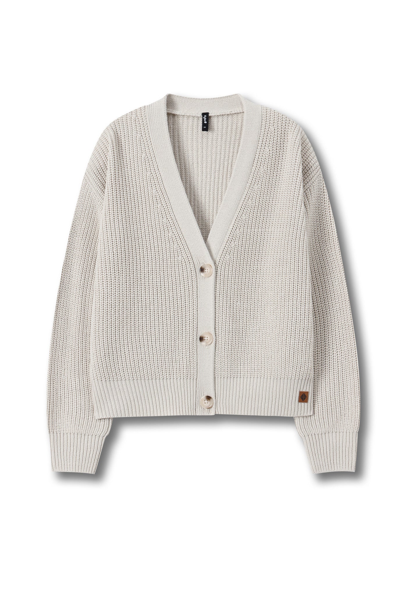 Chunky Knit Women's Cropped Cardigan in Oat - Image 8