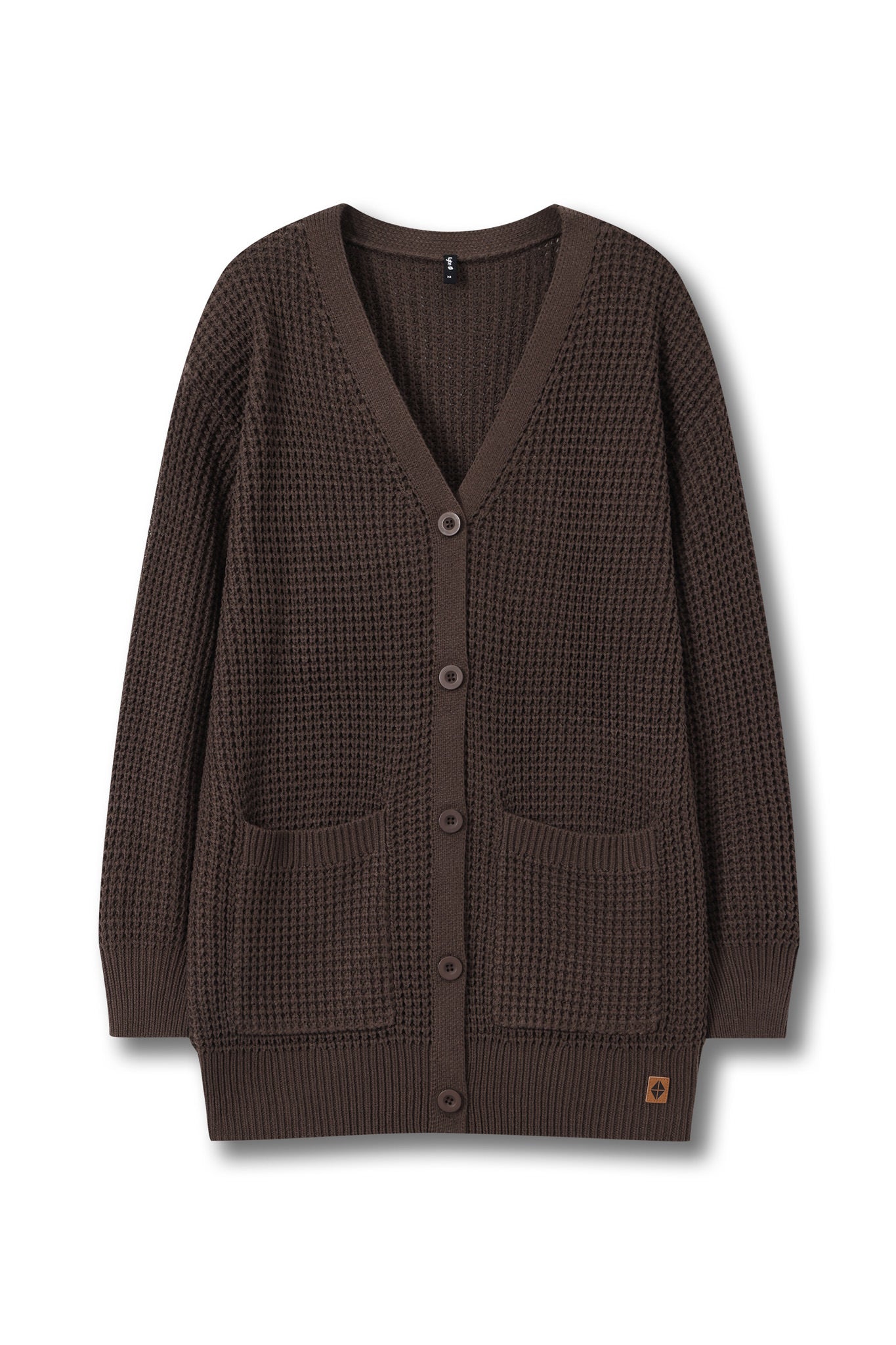 Chunky Knit Women's Waffle Cardigan in Espresso - Image 8