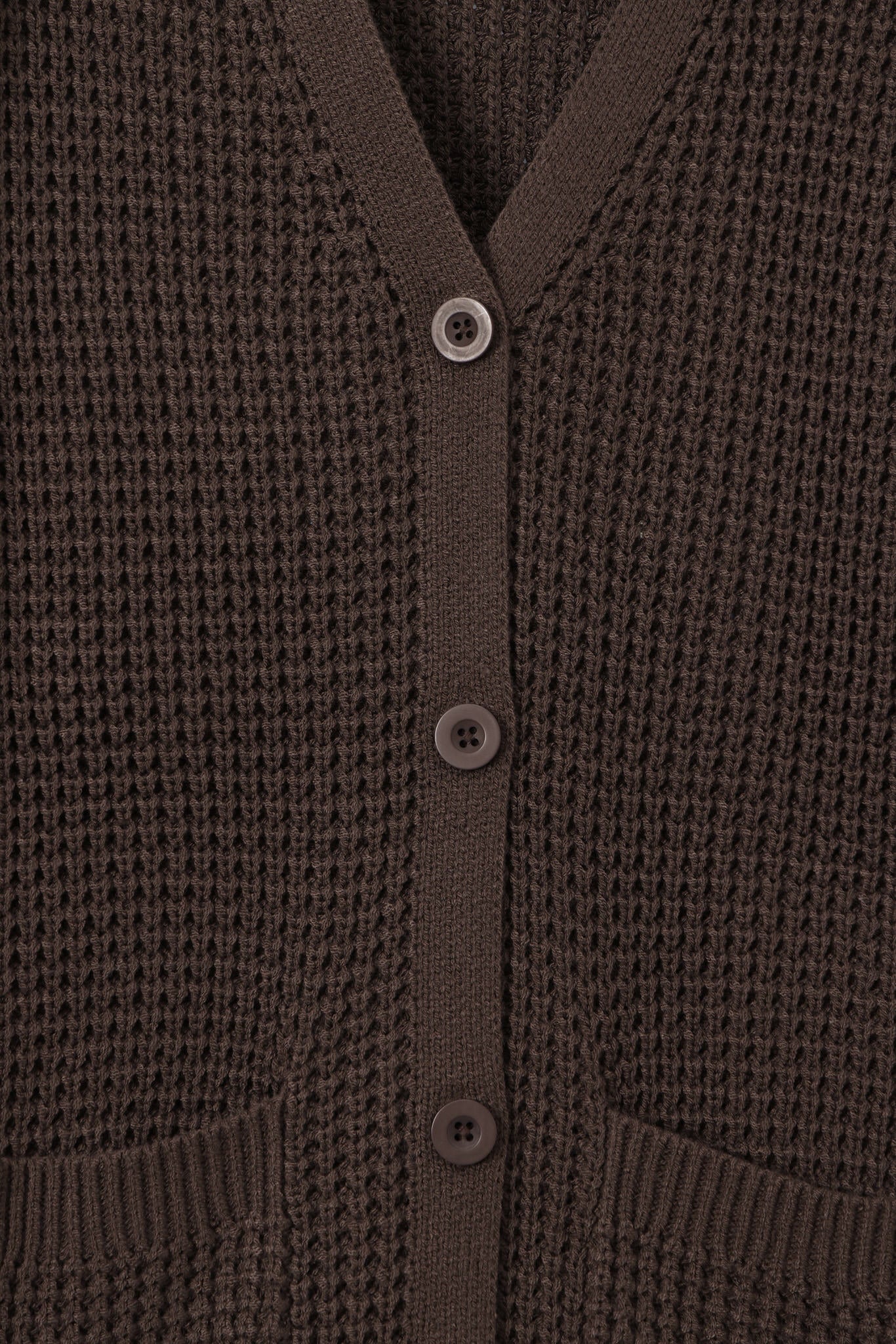 Chunky Knit Women's Waffle Cardigan in Espresso - Image 7