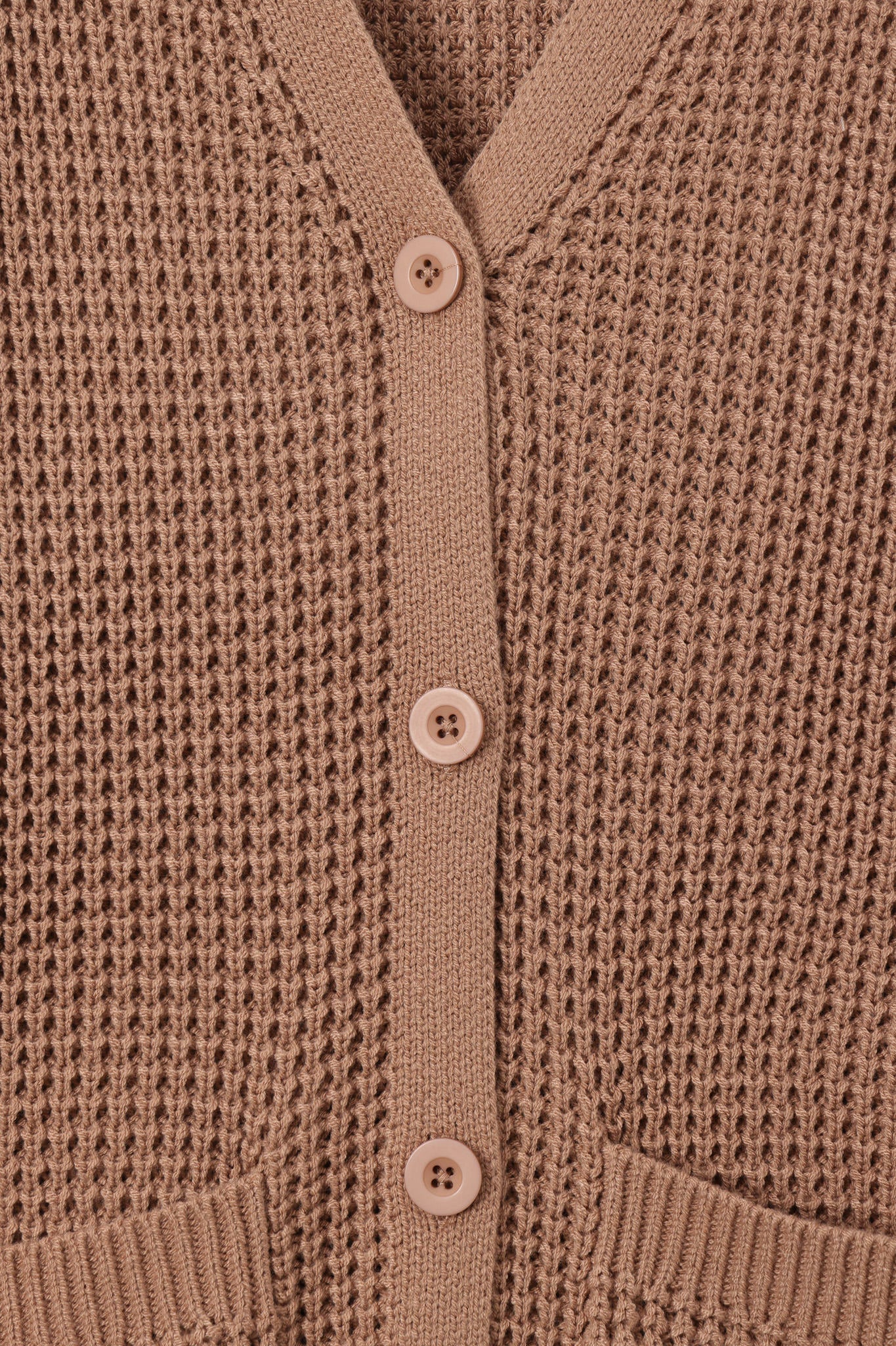 Chunky Knit Women's Waffle Cardigan in Latte - Image 6