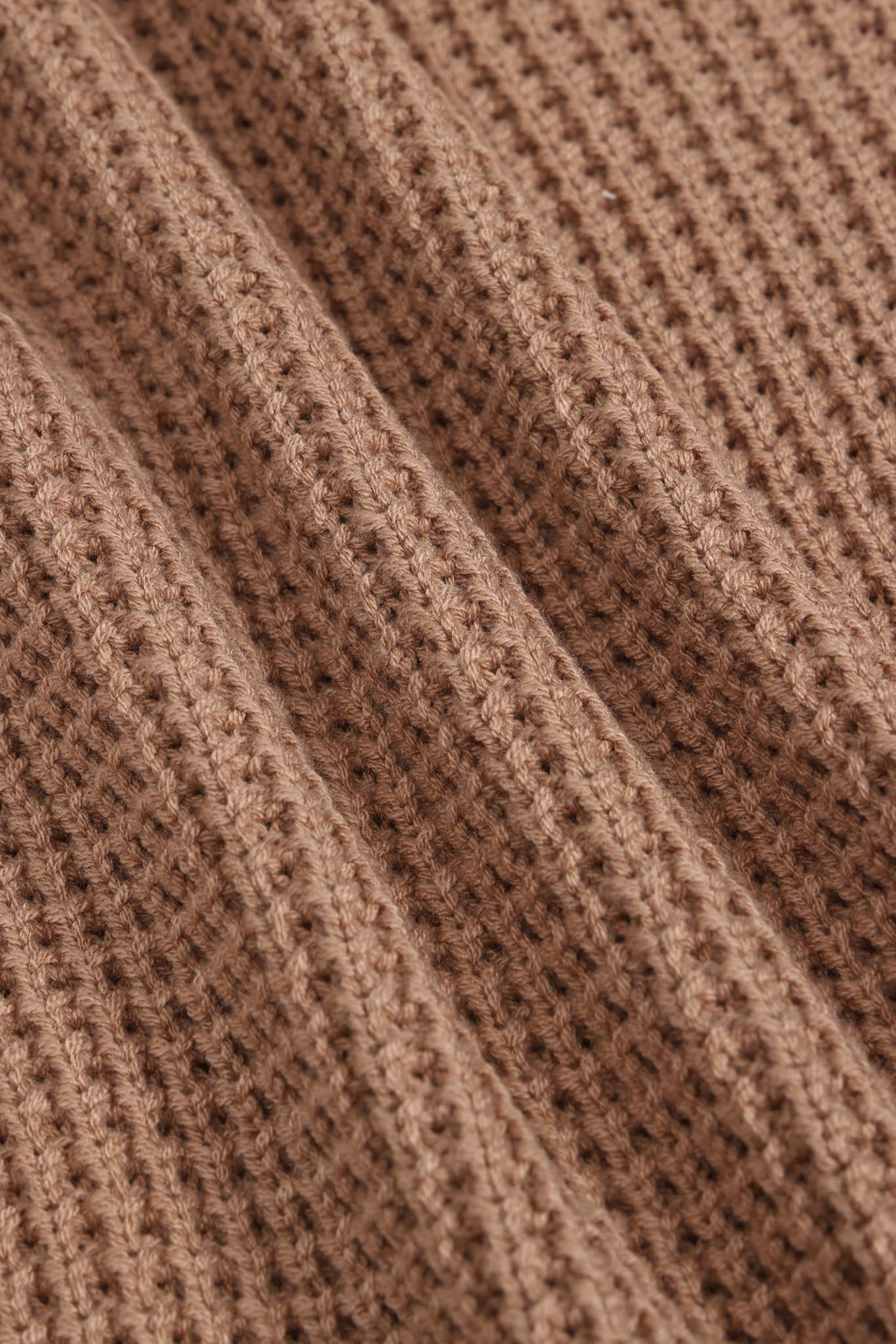 Chunky Knit Women's Waffle Cardigan in Latte - Image 5