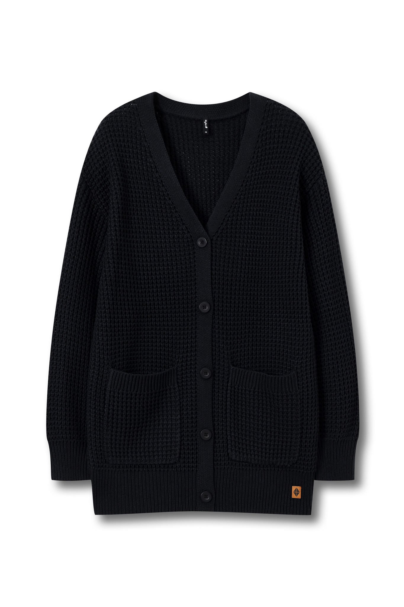 Chunky Knit Women's Waffle Cardigan in Midnight - Image 6