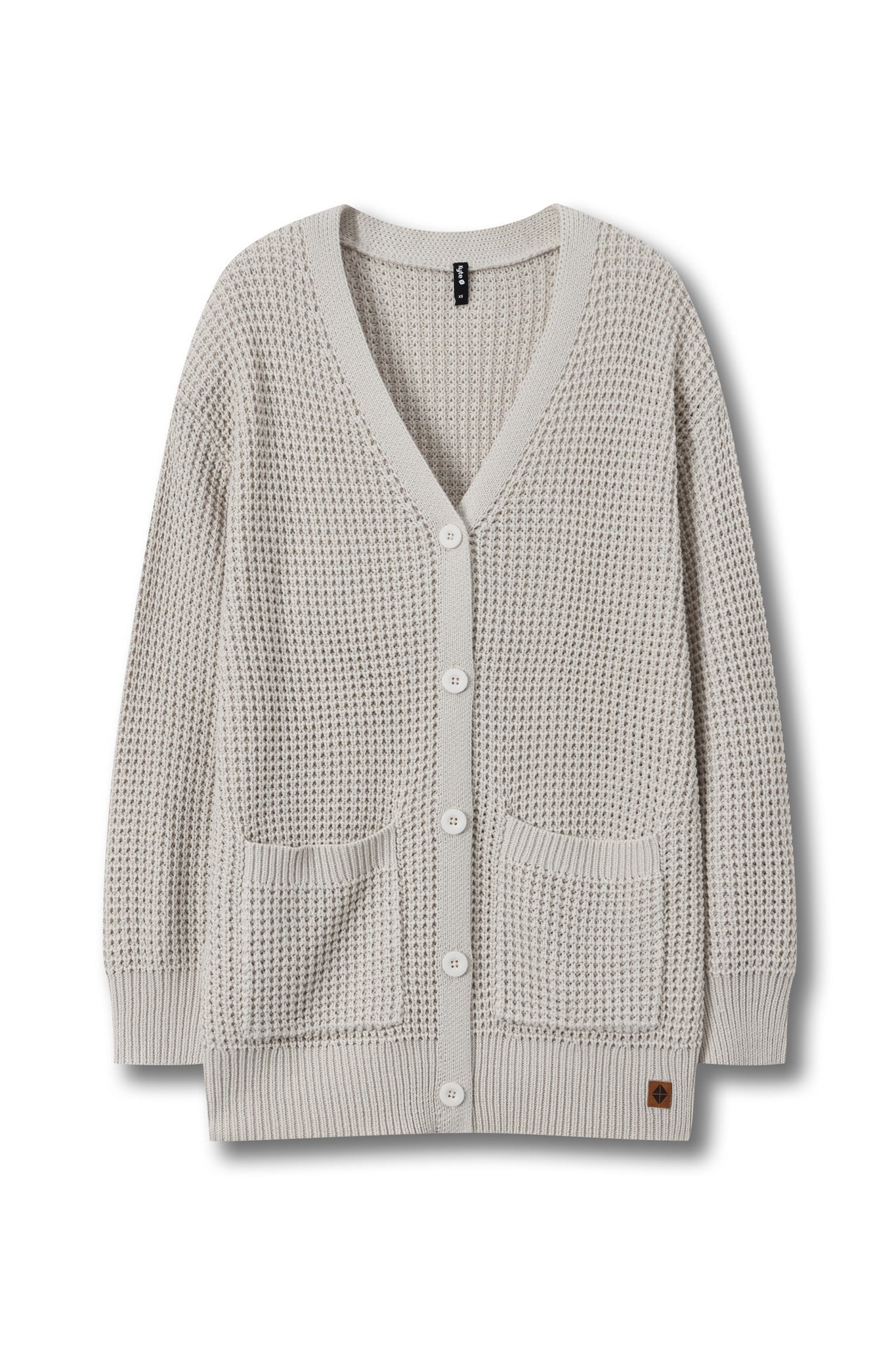 Chunky Knit Women's Waffle Cardigan in Oat - Image 7