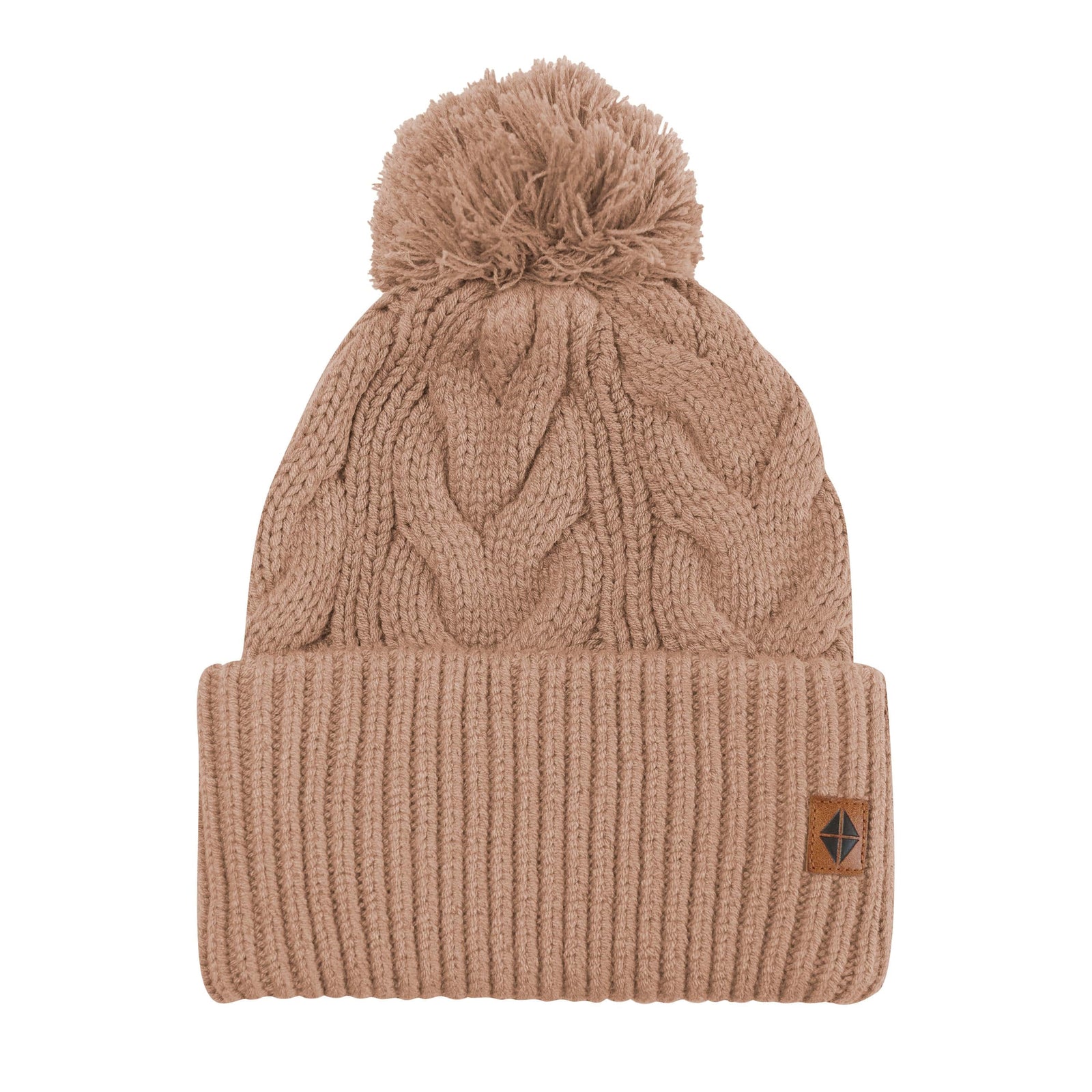 Cable Knit Adult Pom Beanie in Latte - Image 2