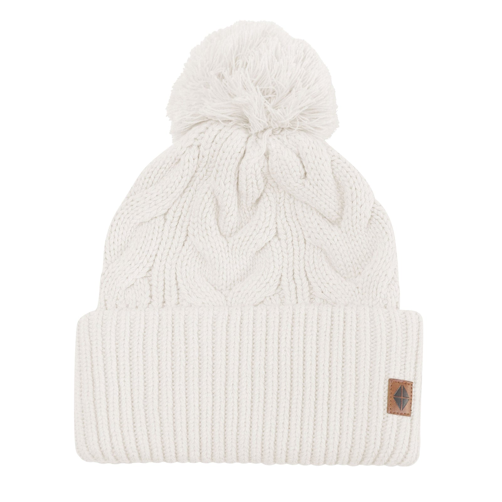 Cable Knit Adult Pom Beanie in Oat - Image 2