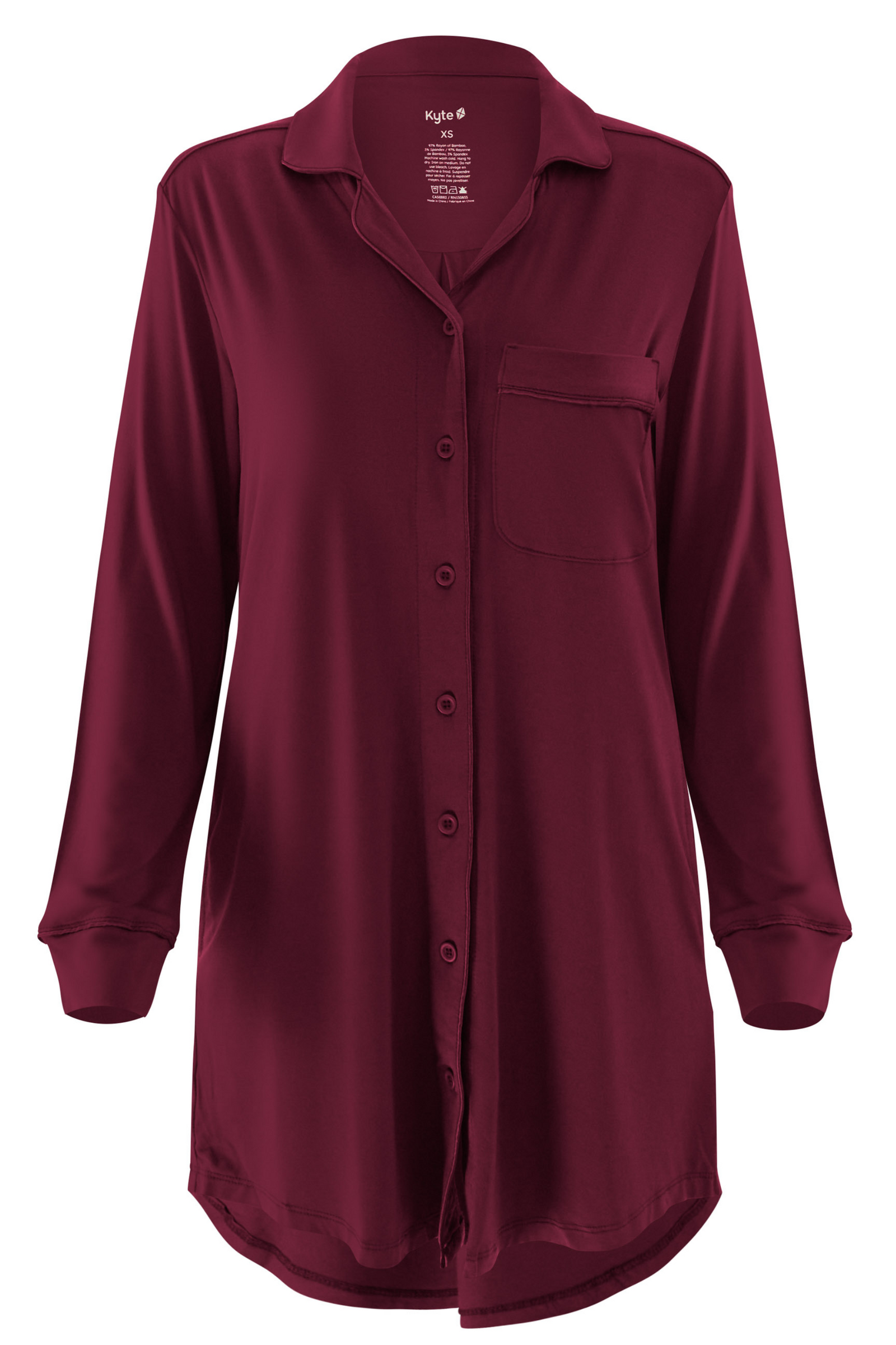 Long Sleeve Women’s Nightshirt in Burgundy - Image 5