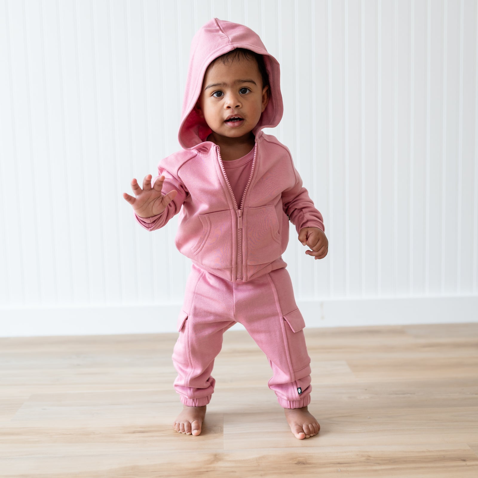 Fleece Zip Up Hoodie in Apple Blossom - Image 4