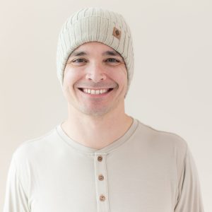 Chunky Knit Adult Ribbed Beanie in Almond