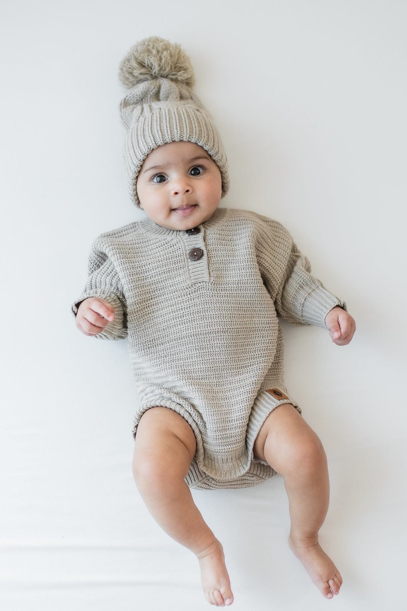 Chunky Cable Knit Beanie in Almond - Image 3