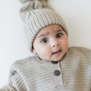 Chunky Cable Knit Beanie in Almond