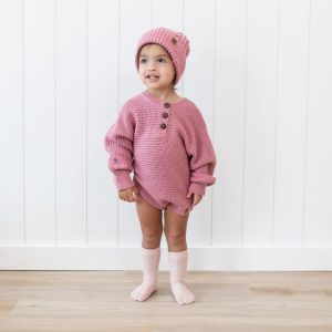 Chunky Knit Romper in Apple Blossom