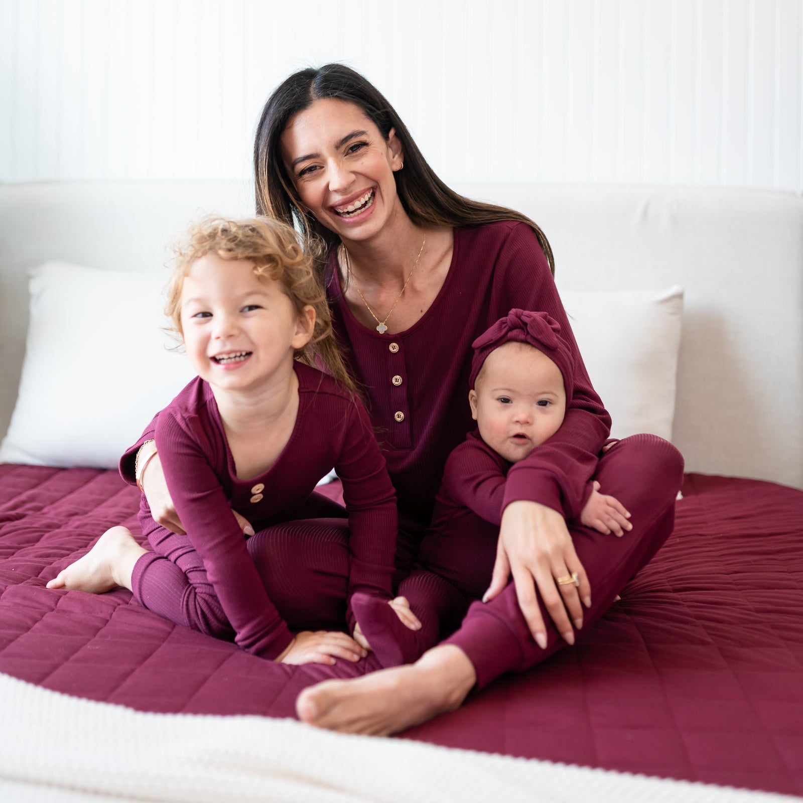 Ribbed Henley Set in Burgundy - Image 4