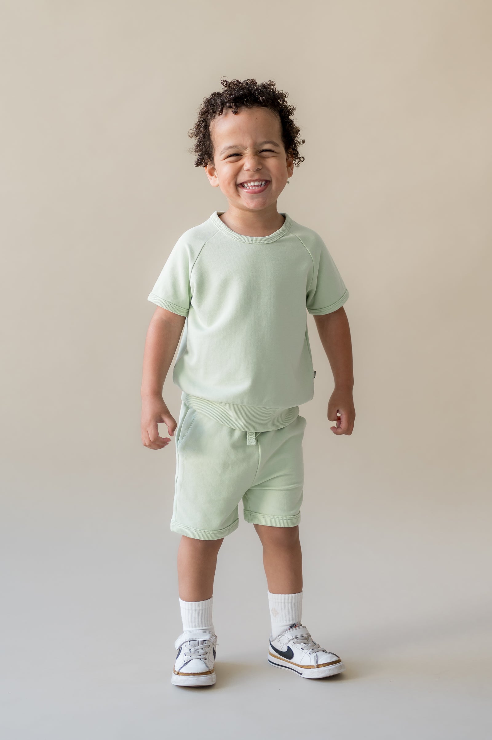 Short Sleeve Jogger Set in Basil - Image 4