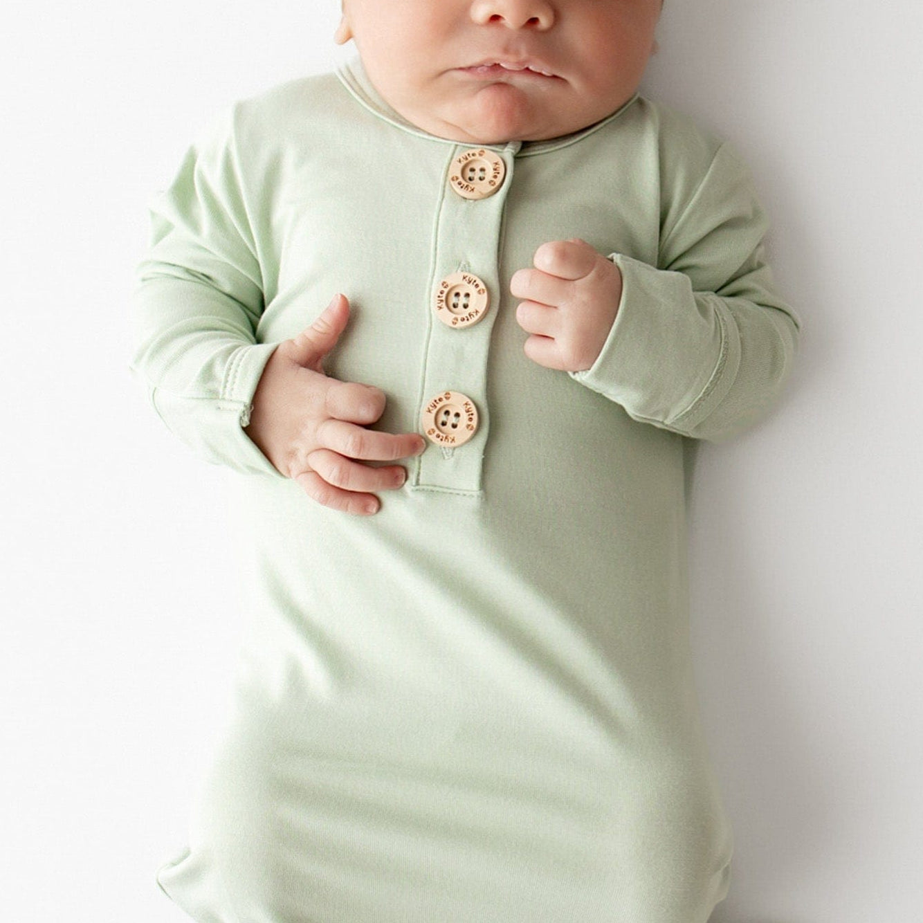 Knotted Day Gown with Hat Set in Basil - Image 2