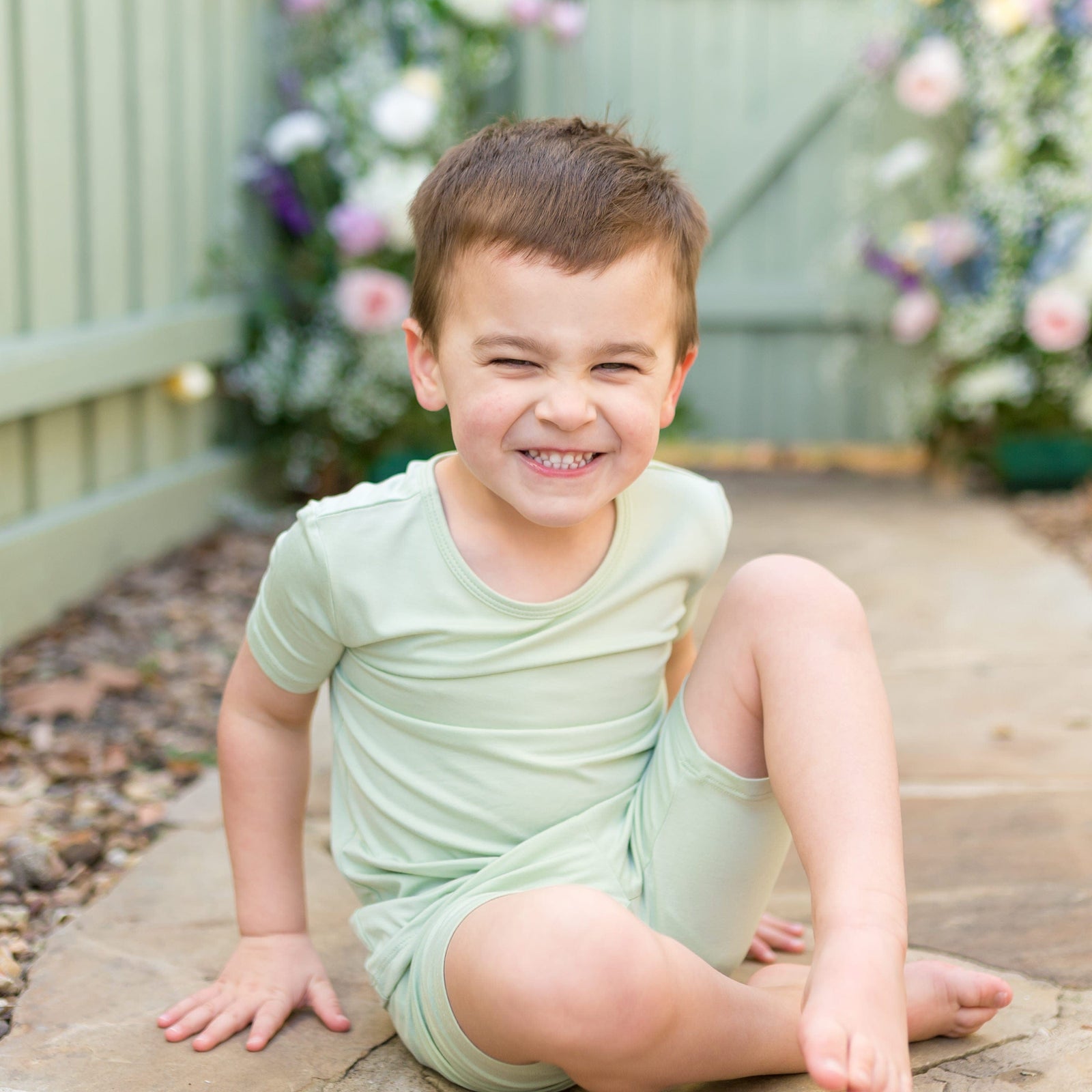 Short Sleeve Pajamas in Basil - Image 4