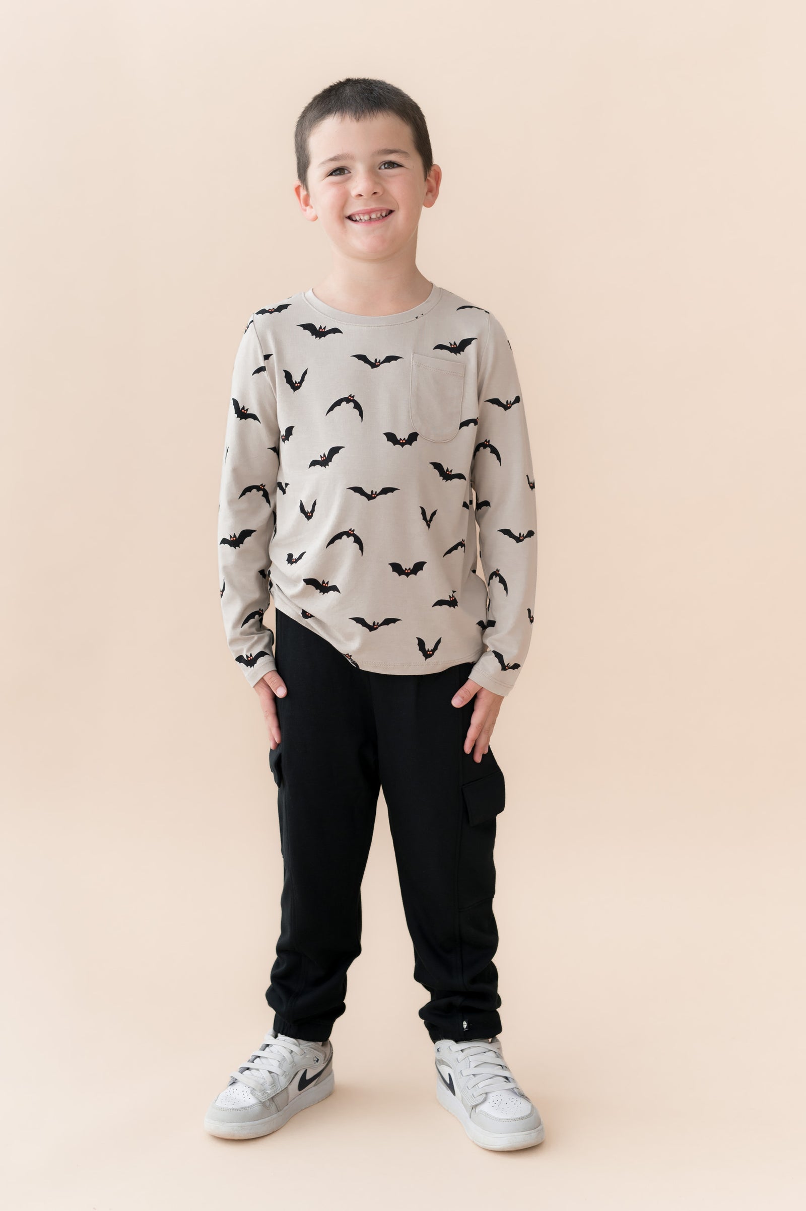 Long Sleeve Toddler Crew Neck Tee in Bats - Image 3