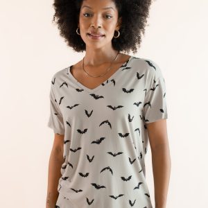 Women's Oversized V-Neck Tee in Bats