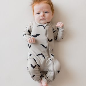 Zippered Romper in Bats