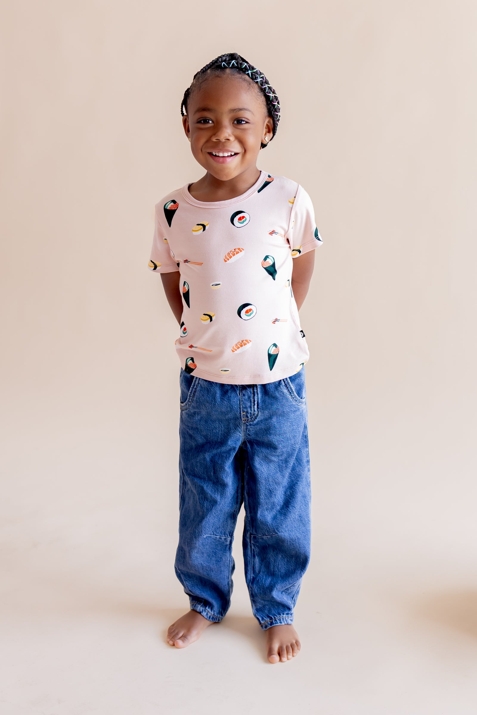 Toddler Basic Tee in Blush Sushi - Image 5