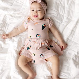 Twirl Bodysuit Dress in Blush Sushi