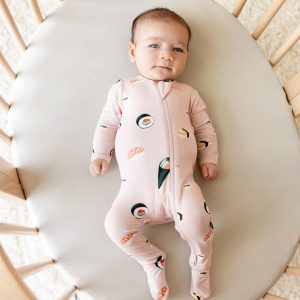 Zippered Footie in Blush Sushi